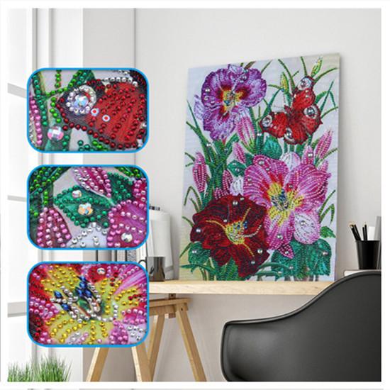 Ny spesiell form diamantmaleri Blomst Scenisk mønster DIY 5D Del Drill Kryssstingsett Krystallkunst Rhinestone Broderi