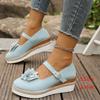 Fashion Plus Size Shoes for Women Autumn 2025 Fashion Platform Wedges Buckle Strap Flats Shoes Zapatos De Mujer with Flower Footwear
