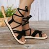 Fashion Women's Fashion Sandals  Summer Classic Black Round Head Ankle Lace Up Sexy Elegant Comfortable Sandals for Women