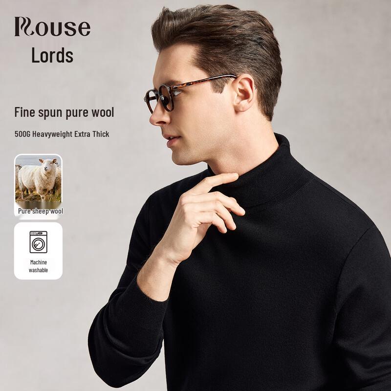 Men s 100% Merino Wool Machine Washable Turtleneck Sweater XL