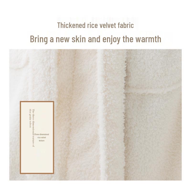 Unisex Coral Fleece Velvet Nightgown - Autumn/Winter Extended Bathrobe for Couples