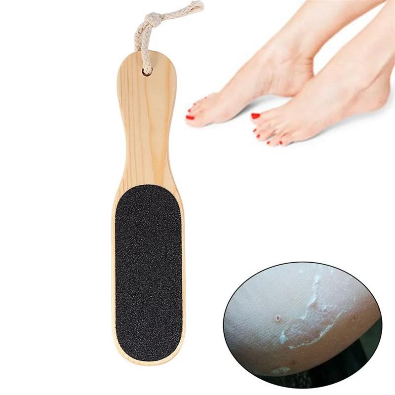 Double Sides Foot File Foot Rasp Pedicure Tools Feet Dead Skin Callus Remover Wooden Handle Scrubber Sandpaper Foot Care