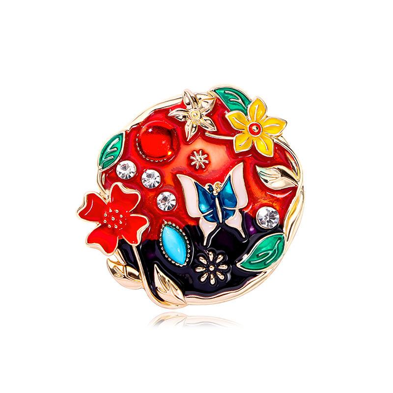 Vintage Sunflower Brooch Drip Rhinestones Butterfly Flower Brooch Coat Accessory Pin