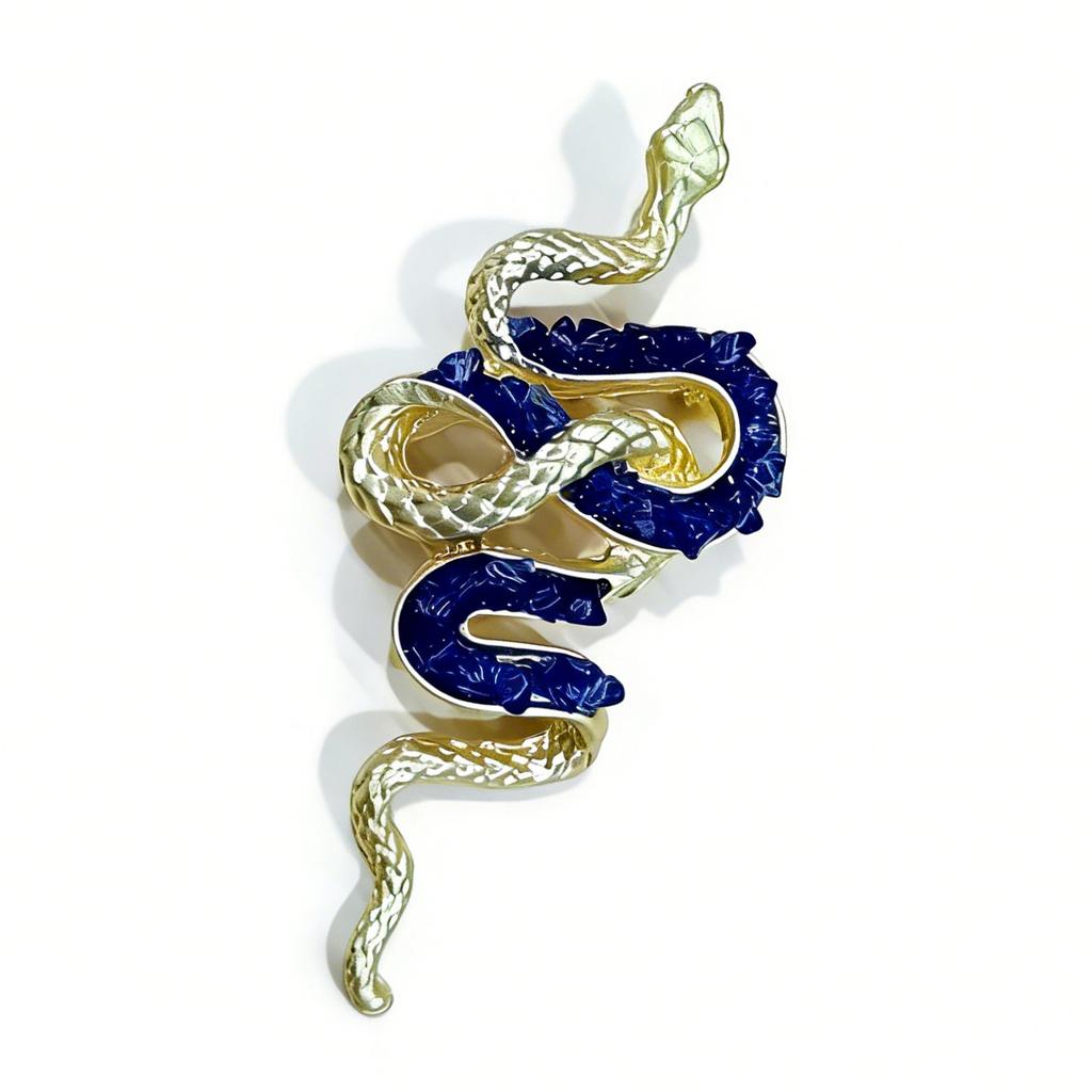 Unique Snake Brooch Crystal Metal Snake Badge Pin For Various Outfit Formal Event Chinese New Year Celebration Jewelry