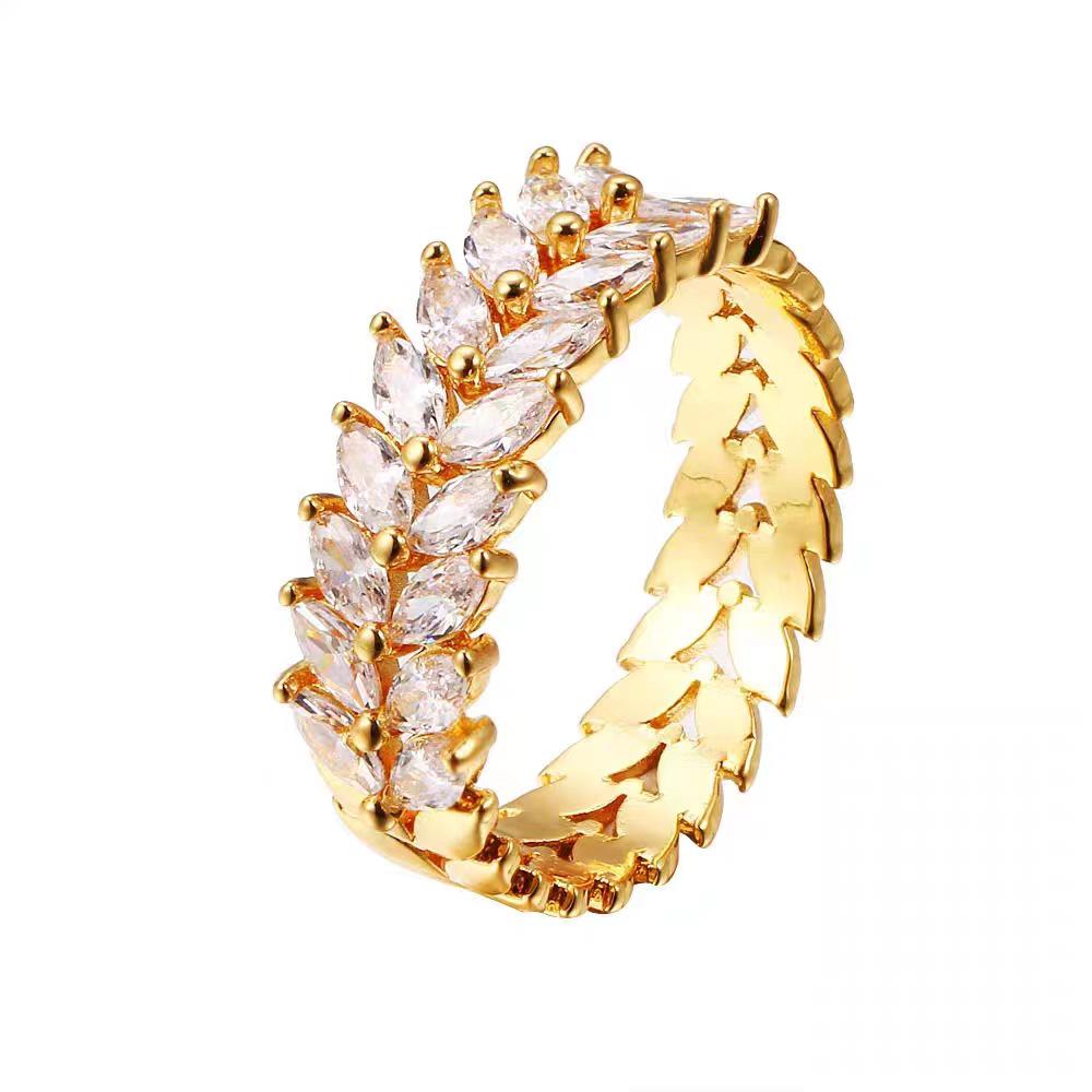 Damen Platin-plattierter Doppelreihen Zirkon Roségold Luxusring
