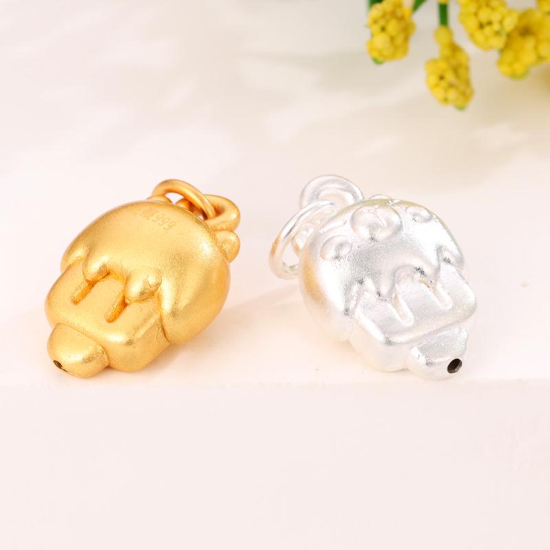 Sterling Silver Capybara Ice Cream Charm with Hand-woven Rope Bead Ornament