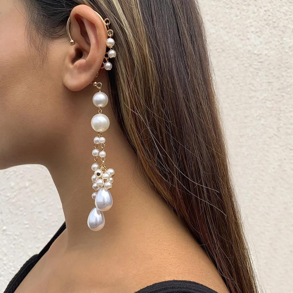 High Quality Long Tassel Clip Earring Fashion Statement Ear Cuff Fake Piercing Vintage Pendientes for Women Goth Jewelry Gift