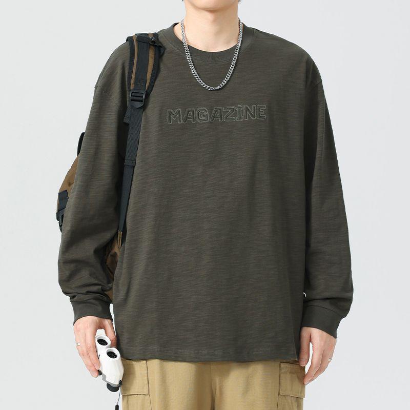 

Men s Long Sleeve Crew Neck Cotton T-shirt - Spring/Autumn Casual Wear L хакі
