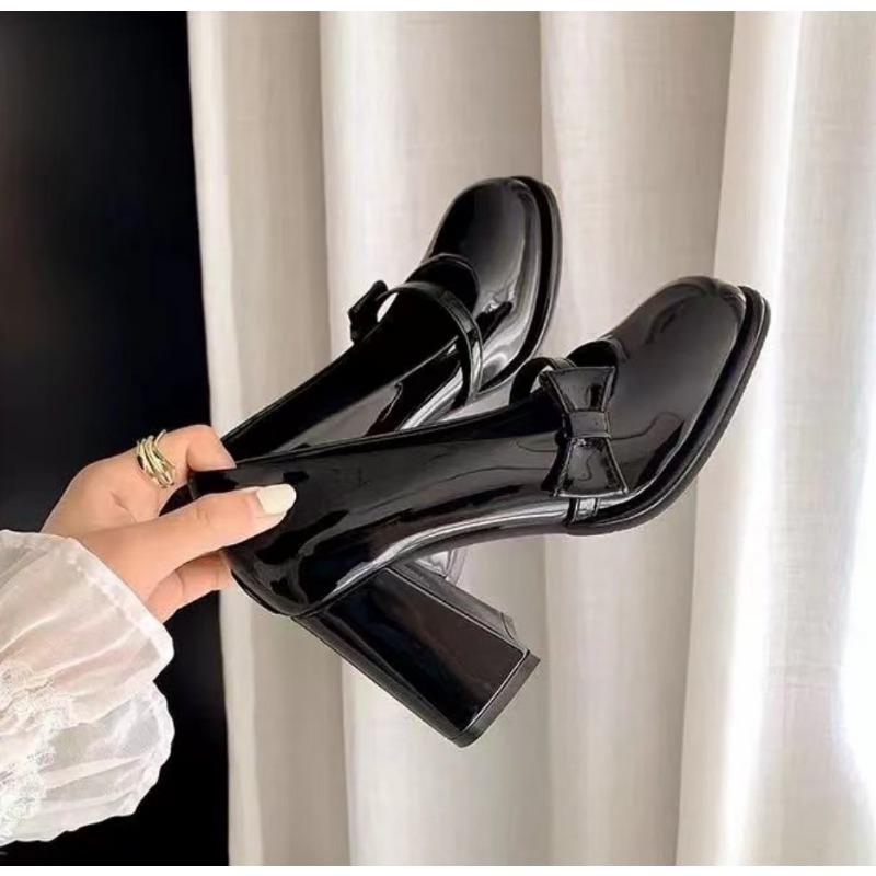 2026 Nowe Francuskie Kokardki Szpilki Wsuwane Buty Mary Jane Czółenka Damskie Sandały Buty na Imprezę Wiosenną Grube Obcasy