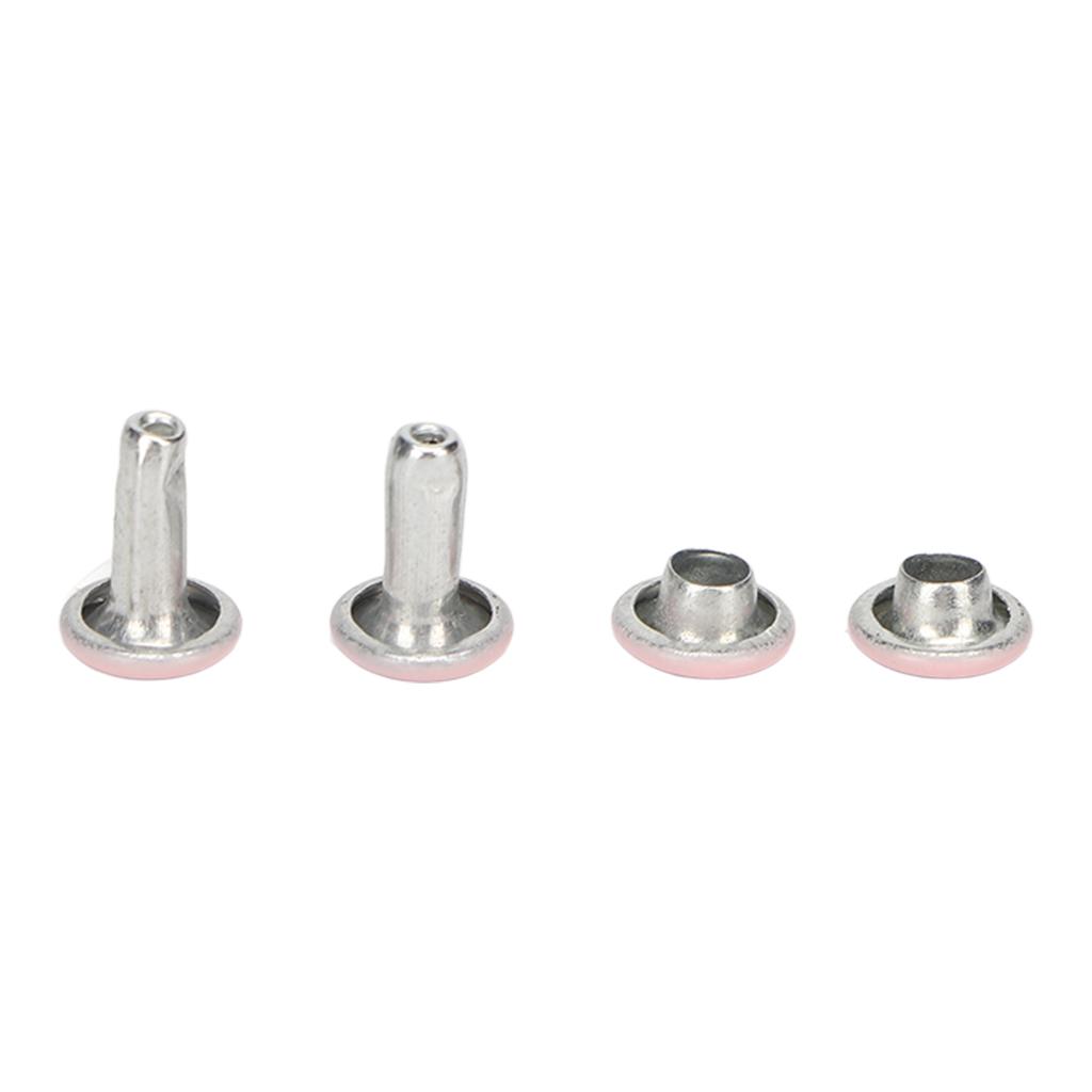 500 Sets Leather Rivets 6x8mm Electroplated High Strength Metal Widely Used Double Cap Rivets for Hat Belt Shoes Pink