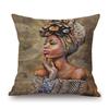 Fashion African Girl Turban Fashion Africa Woman Exotic Decoration Art Sofa Throw Pillow Case Cotton Linen Cushion Cover