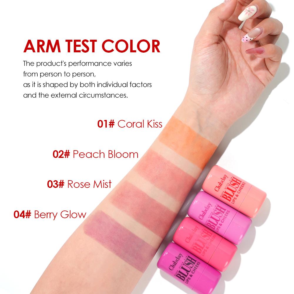 Clubday Bastão de Blush Cremoso 2 em 1 para Lábios e Bochechas - Creme de Blush Hidratante, Bastão de Maquilhagem com Cor e Glow Multiuso, Esfumável e de Longa Duração