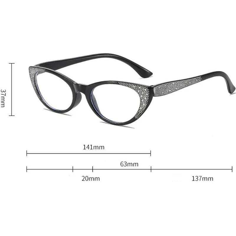 Retro Small Cat  Eye Frame Reading Glasses Diamond Decoration Blue Light Blocking Presbyopia Glasses Diopters 0 To +4.0