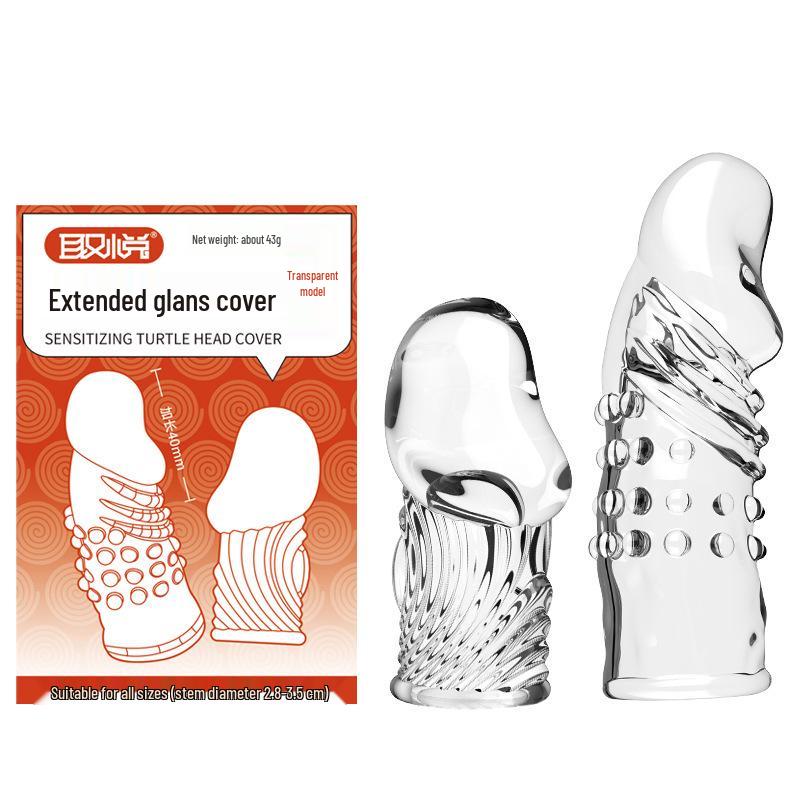 Bardzo długi przezroczysty pokrowiec na żołądź i pierścień opóźniający dla mężczyzn: Wzmacnianie Męskości i Pogrubianie Zabawka Seksualna
