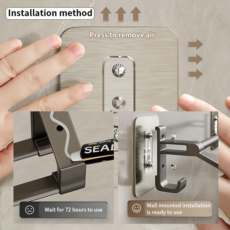 Self-adhesive Two Layer Towel Holder Bathroom Towel Rack Towel Bar Kitchen Storage Rack Bathroom Organizer Accessories with Hook