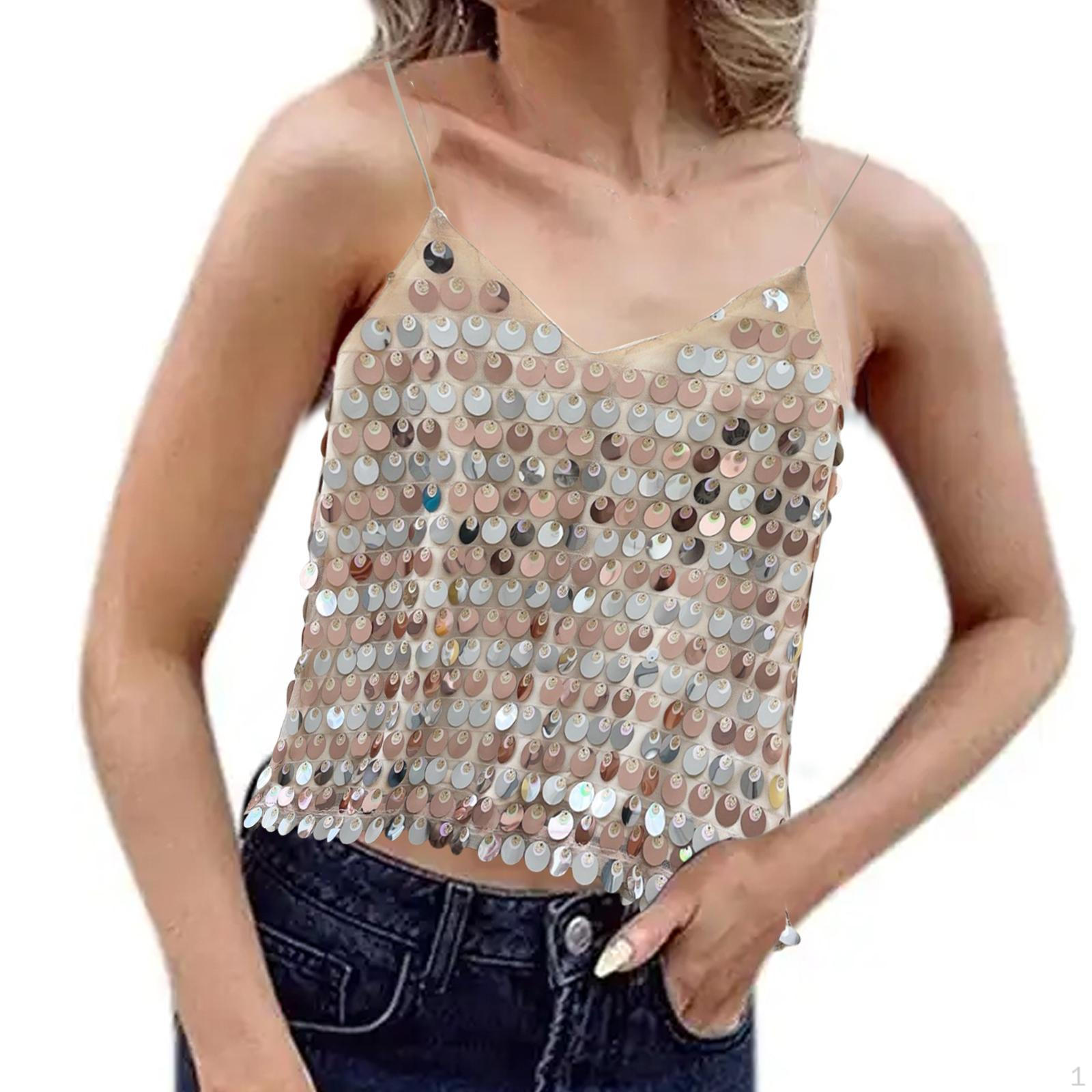 

Блестящий топ-топ для клубной вечеринки Shimmer Camisole Club Party Costume Fashion Festival Beach Girls 51cmx84cm абрикосовый
