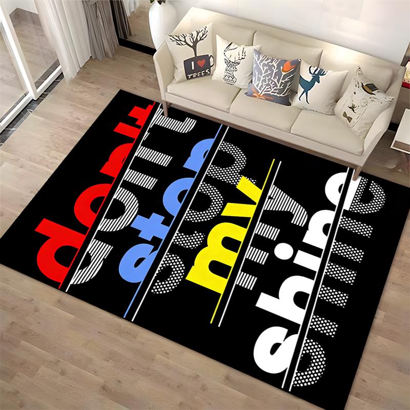 "Modern Black Carpet with 'Don't Stop My Shine' Text Design" Suitable for use as an anti-slip for living room bedroom sofas