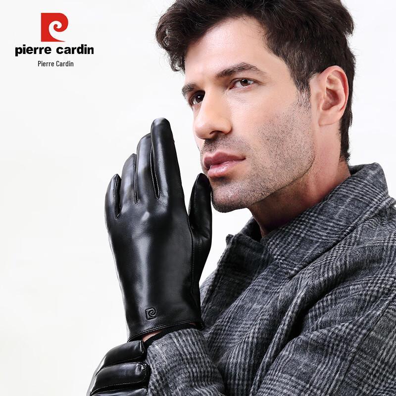 Pierre Cardin Men's Goatskin Touchscreen Motorcycle Gloves