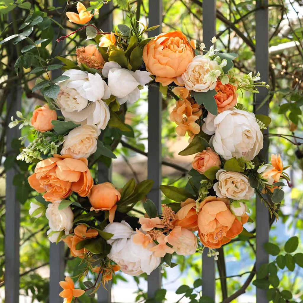 Peony Artificial Flower Wreath for Wedding, Festival, and Home Decor