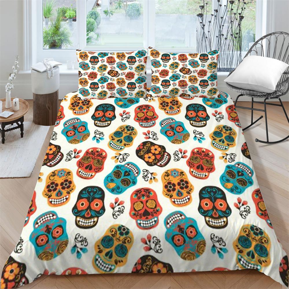 3D Skull Bedding Bed Quilt Covers Home Bedclothes Teens Comfortable Comforter Duvet Cover Set Polyester Bedding Suit