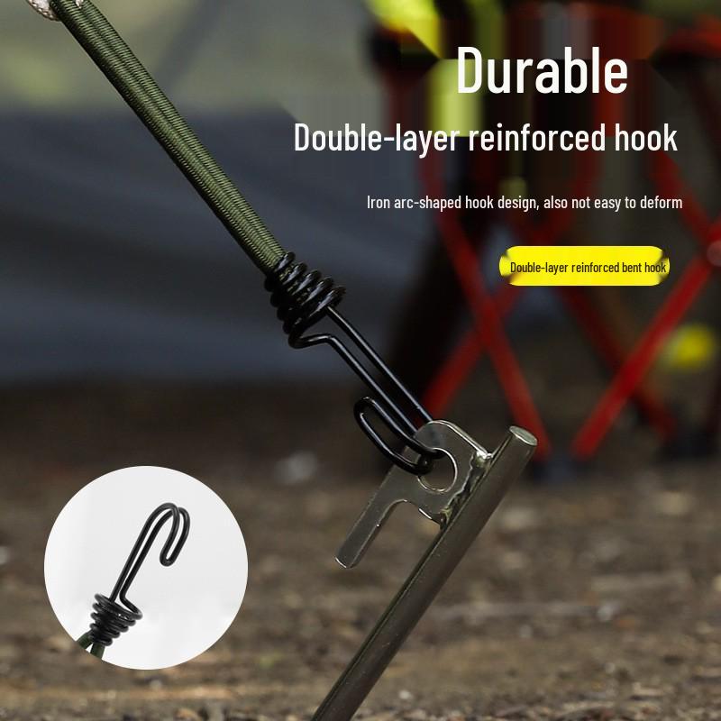 Outdoor Tent Accessory Set: 15cm Elastic Ropes, Buckles, Ground Stakes for Secure Setup