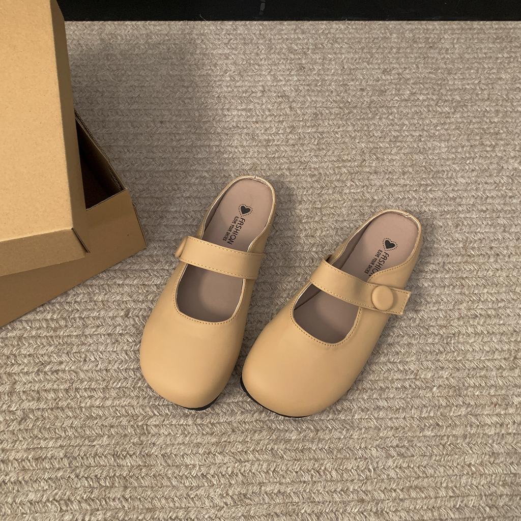 Queen Fan's Explosive White Flat-bottomed Bag Head Drags Women's Shoes for Summer Wear 2025 New Models with Skirts and Cool Slippers