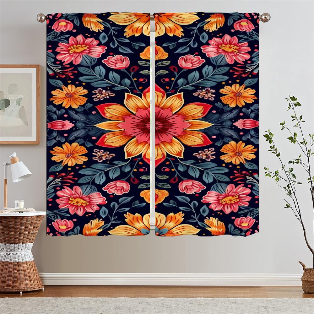European and American Wind Flowers and Butterflies Kitchen Curtains for Living Room Decoration Home Interior Curtains Blackout
