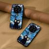 Case for realme 12 Pro+ 5G Pro Anime Black Cat Starry Cloud Print Phone Cover Acrylic Hard Back Shell With Flexible TPU Edge