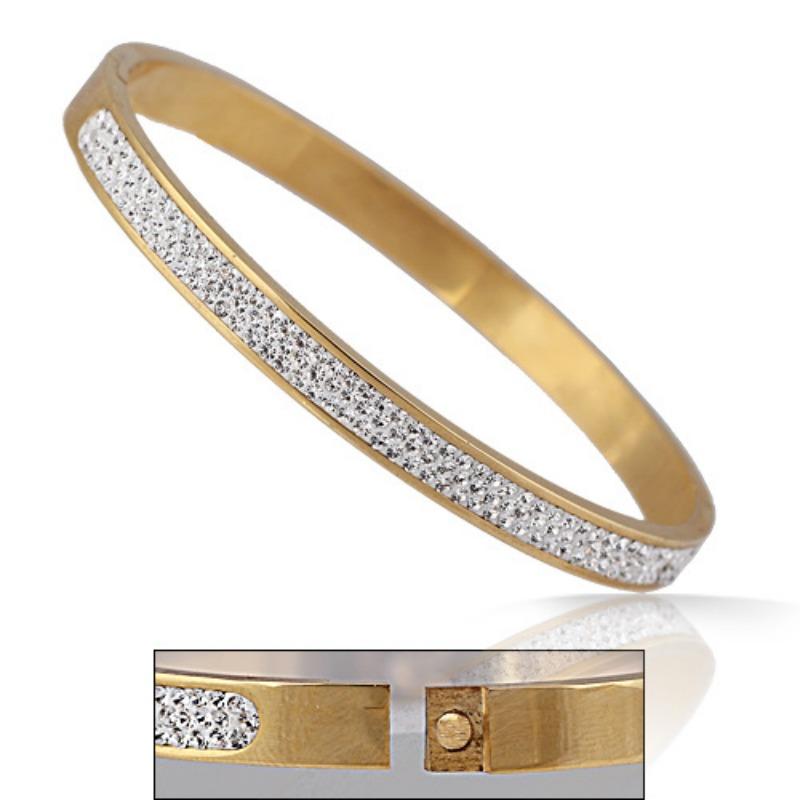 

Браслет из нержавеющей стали 304, титановая сталь 304, 3 ряда, 3 ряда, 65 мм, инкрустированный глиной