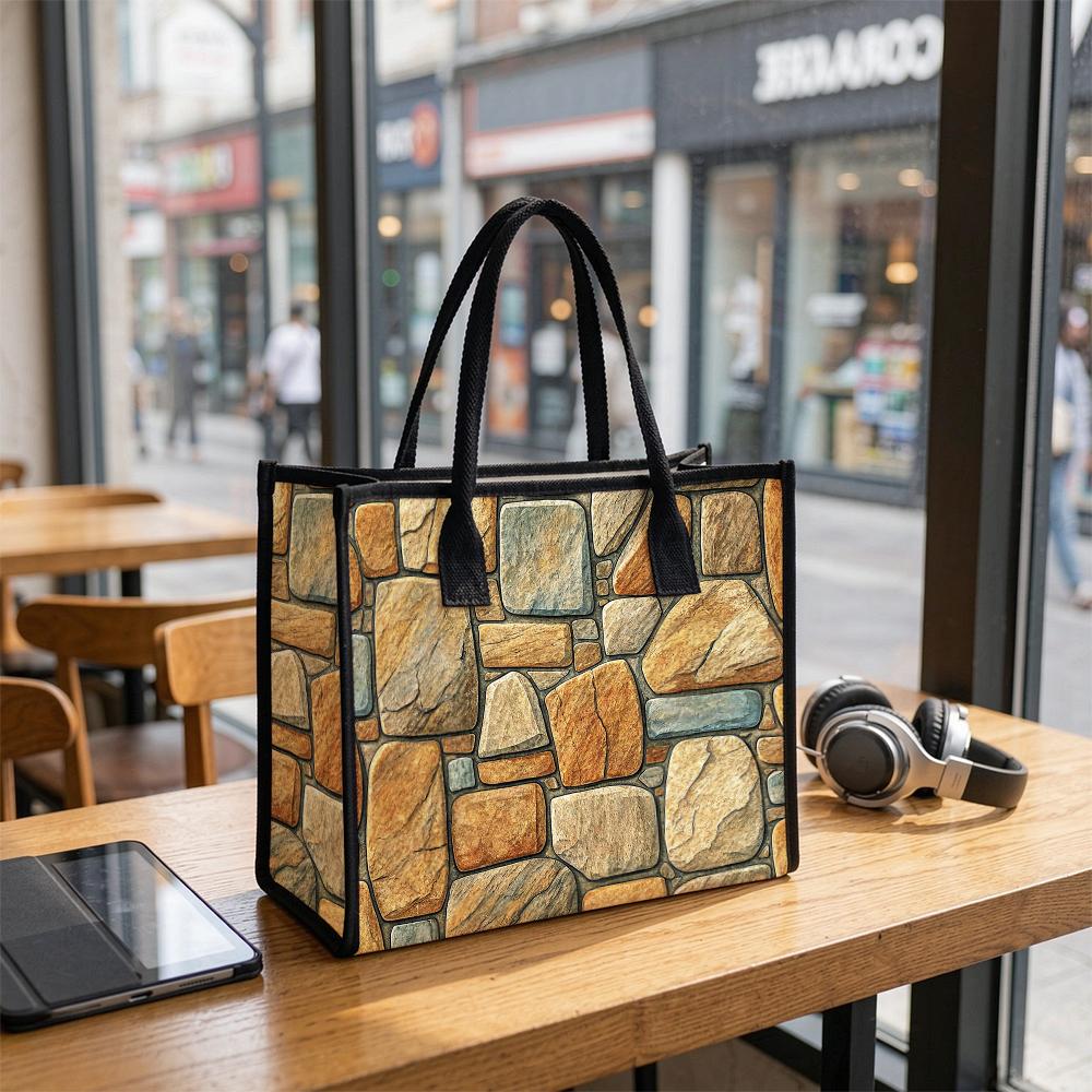Stone Pattern Tote Bag Stylish Daily Carry Bag For Casual Outdoor Shopping