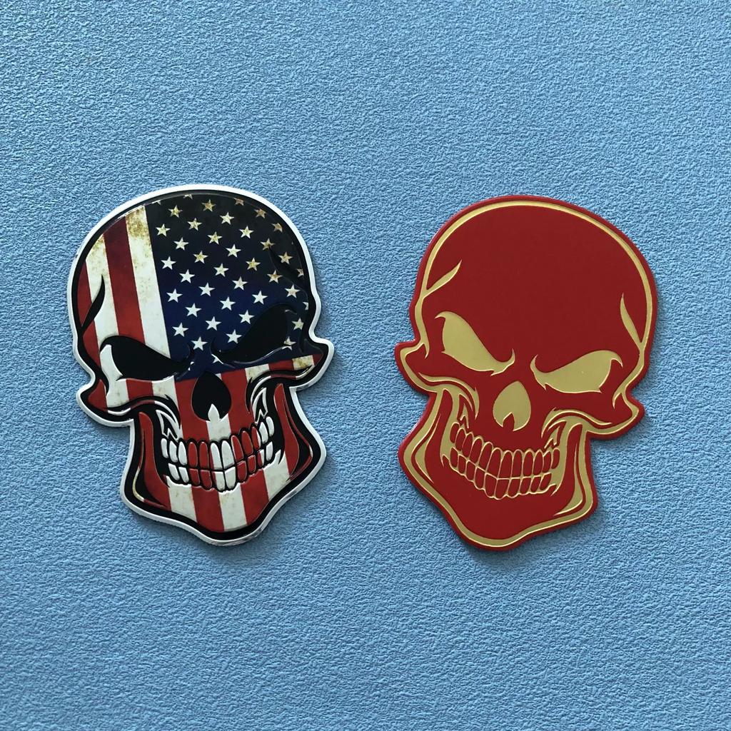 Amerikanische Flagge Totenkopf Autoaufkleber, Graffiti Dekoration 3D Personalisierter Aufkleber, Metall Aluminium Karosserie Kratzaufkleber