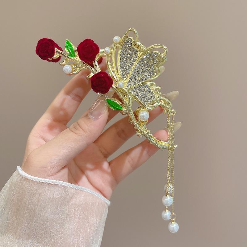 Luksusowy Metalowy Klips do Włosów dla Kobiet - Bardzo Duży Klips Rekinowy do Eleganckich Upięć