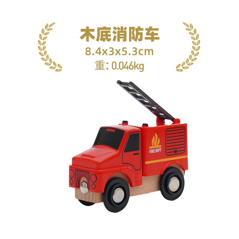 NEU Holz Magnetischer Zugwaggon Lokomotive Krankenwagen Feuerwehrwagen Holz Eisenbahnzubehör passend für Holzschienen Spielzeug