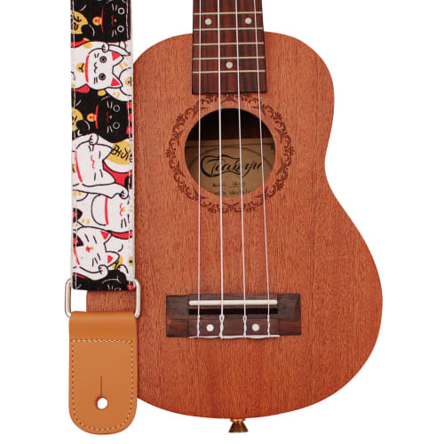 MUSIC FIRST? "Lucky Cat" Soft Cotton Ukulele Strap/Ukulele Shoulder Strap