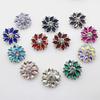 LKERAN 28mm 1pcs Fashion Rhinestone Crystal Button Flower Shank Button DIY Silver Metal Sewing Decorative Clothing Accessories