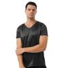 Ανδρικό Σατέν T-Shirt με V λαιμόκοψη και κοντό μανίκι Χαλαρές Πιτζάμες Μπλούζες Ρούχα για το Σπίτι