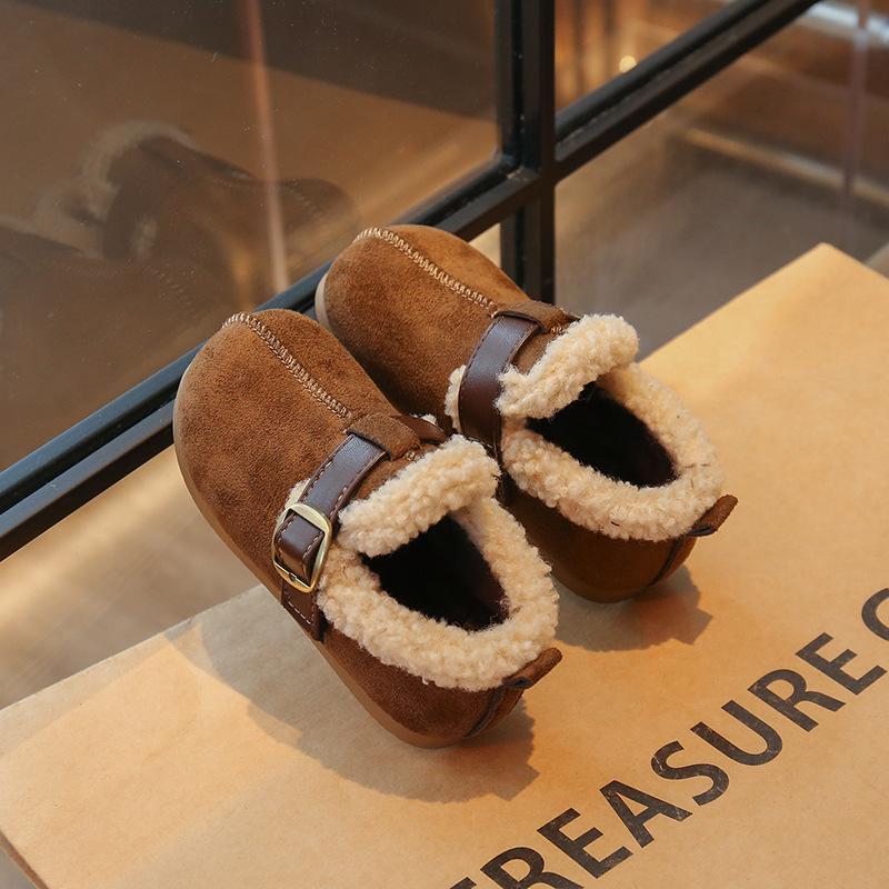 

Children s velvet Boken shoes 2025 winter new foreign gas soft-soled two-cotton wool cotton shoes 25 inner length is about 15.6cm коричневий