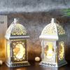 2Pcs Vintage Candle Holder Lantern Retro Metal Candle Lantern White Hanging Lantern with LED Fairy Light for Tabletop Home Decor