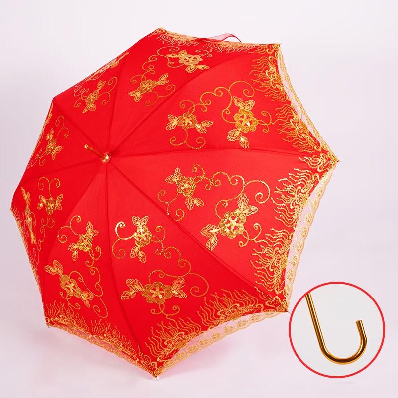 Красный вышитый свадебный зонт с двойным слоем