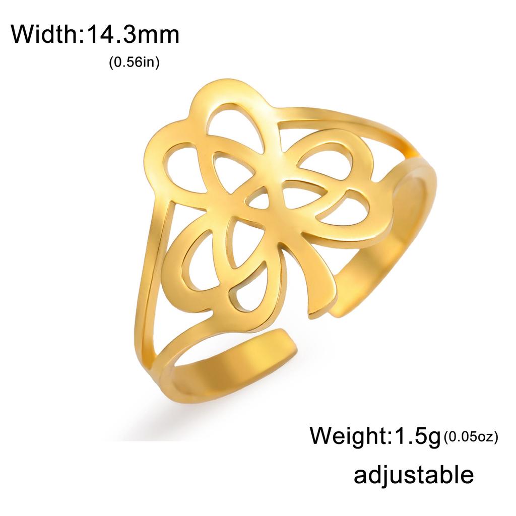 LIKGREAT Irish Knot Ring Shamrock Rings for Women Men Stainless Steel Adjustable Celtic Clover Protection Wedding Gift Jewelry
