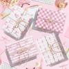 12pcs New DIY Wrapping Paper Pink Bow Hand Craft Gift Wrapping Paper 6 Patterns Packaging Paper Wedding