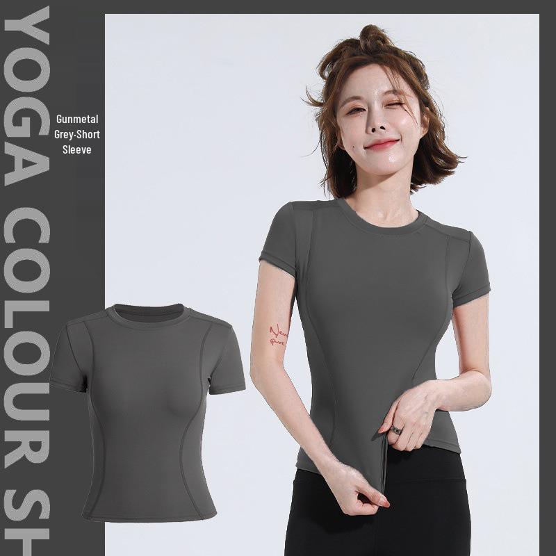 2026 Quick-Dry Spring Yoga Cropped T-Shirt: Short Sleeve Fitness Top for Badminton, Tennis, and Running