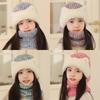 Winter Velvet Cold-proof and Warm Ear Protection Children's Parent-child Scarf Two-piece Knitted Hat Women