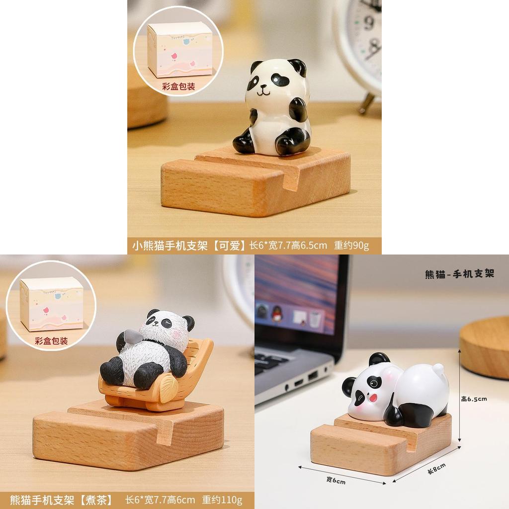 Panda Phone Stand Cute Resin Desk Accessory For Office Gifts And Home Decor