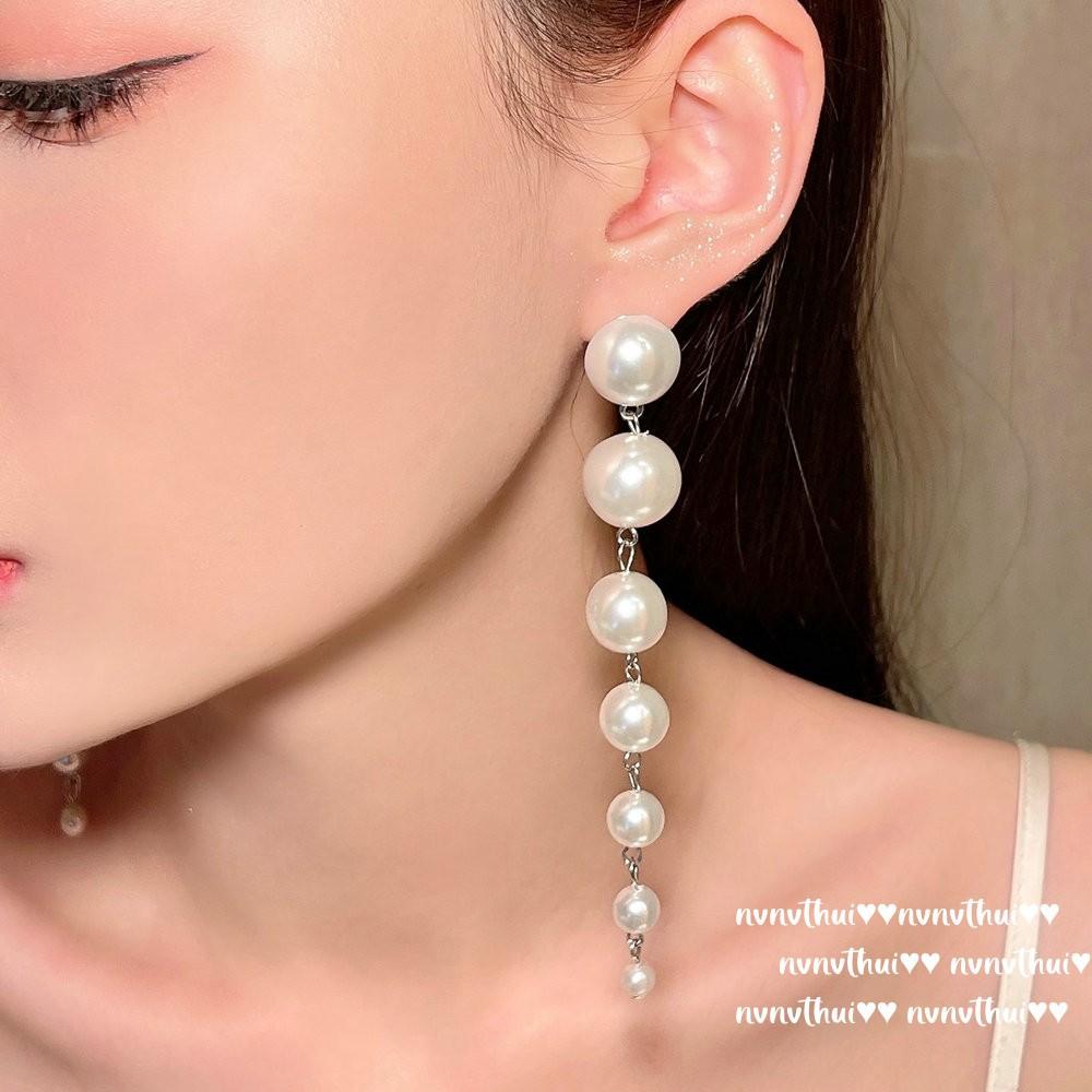 Nvnvthui Mermaid Tears, Snowflake Jewel Pearl Earrings, 18K Golden Wheat Ear Curved Zircon Bead Earrings