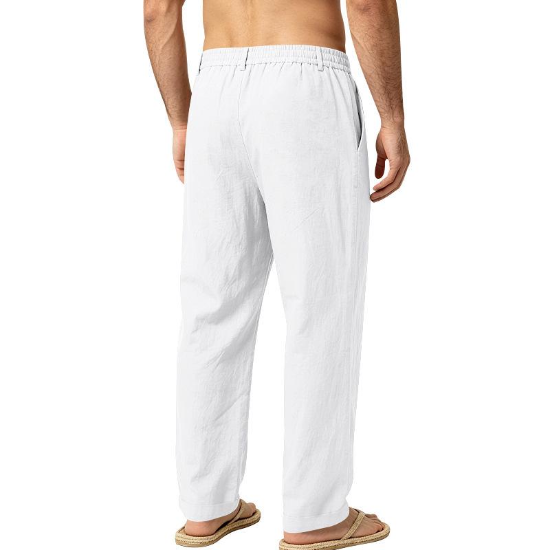 Men S Loose Straight Leg Drawstring Casual Linen Blend Long Pants