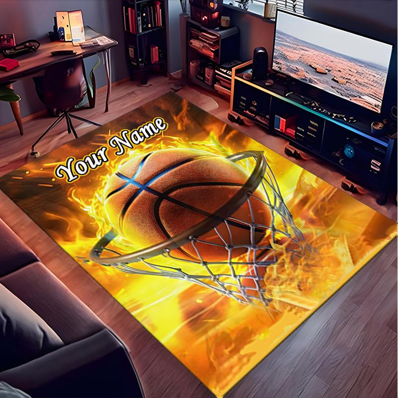 1PC Custom Name Basketball Hoop" Theme Floor Mat Ideal for Living Room, Game Rooms, Office, Bedroom, Office Floor Mat , Floor Mats for Home