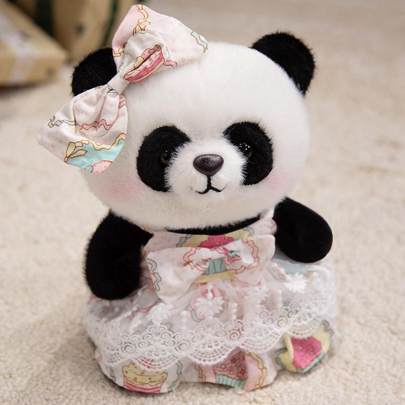 Cute Princess Style Skirt Red Panda Doll Plush Toy Black And White Panda Doll Girl Soothing Rag Doll