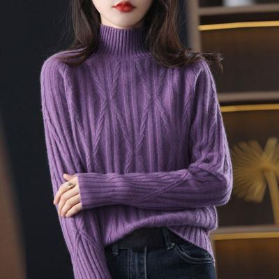 Solid Mock Neck Sweater for Women - Long Sleeve Fall & Winter Casual Sweater