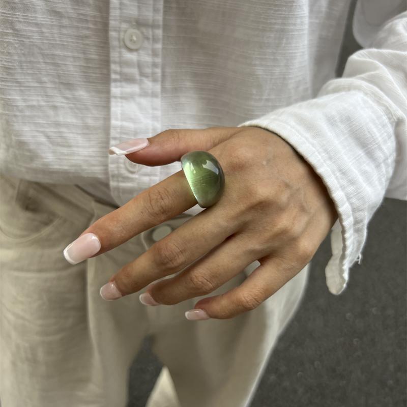 Ins Style Vintage Irregular Transparent Colored Resin Ring New Trend Boho Geometric Finger Rings Aesthetic Jewelry Accessories